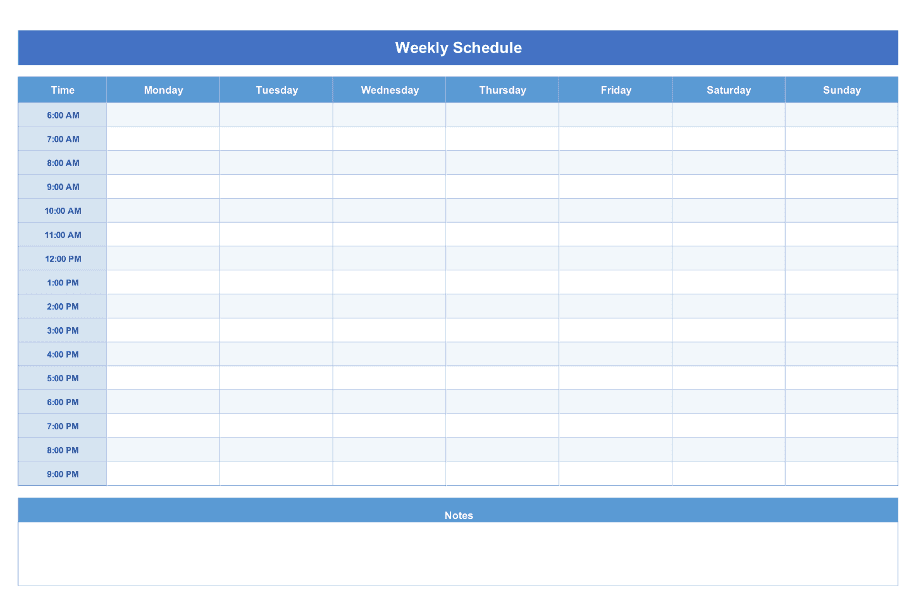 Weekly schedule template