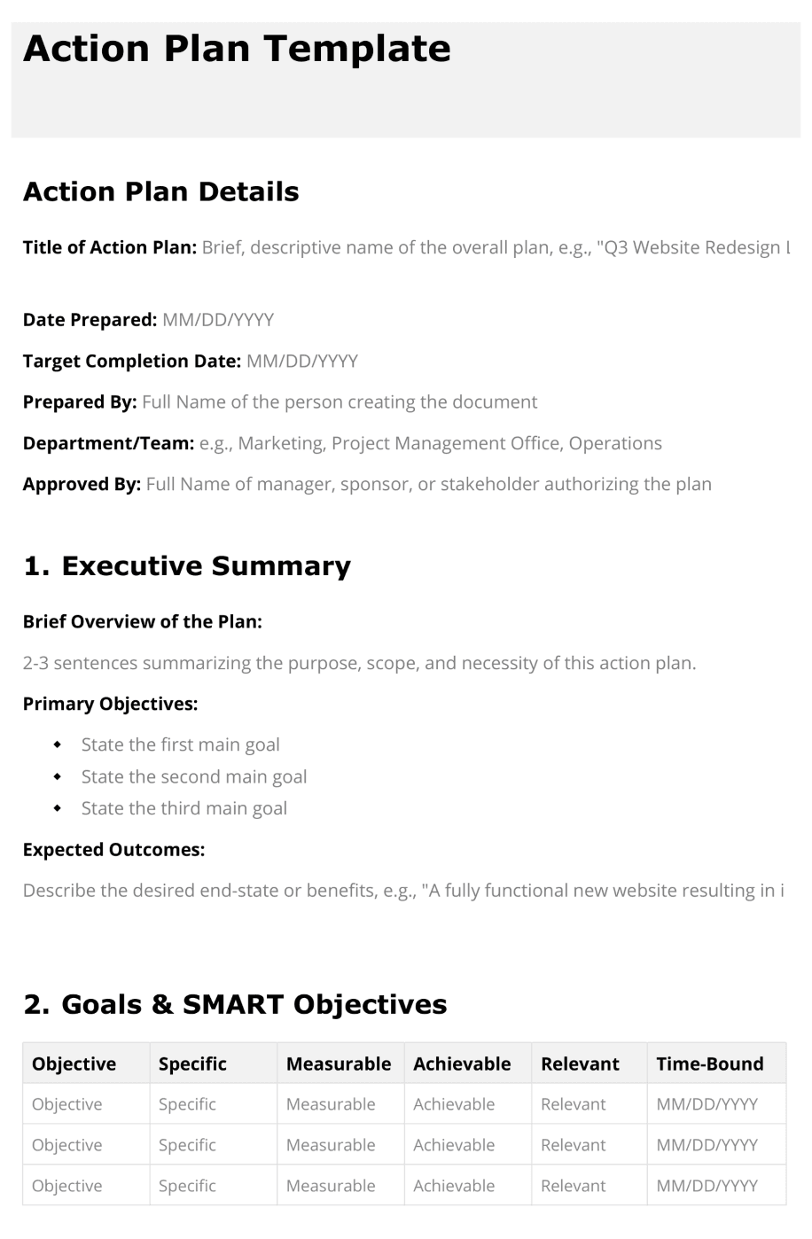 Action plan template