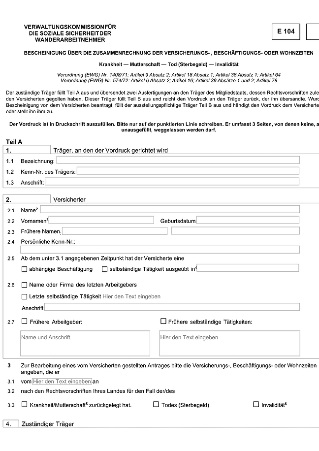 E104 Formular