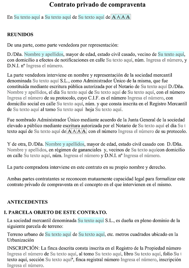 Formulario contrato de compraventa