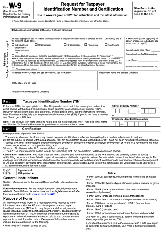 Form W-9 (Request for TIN and Certification)