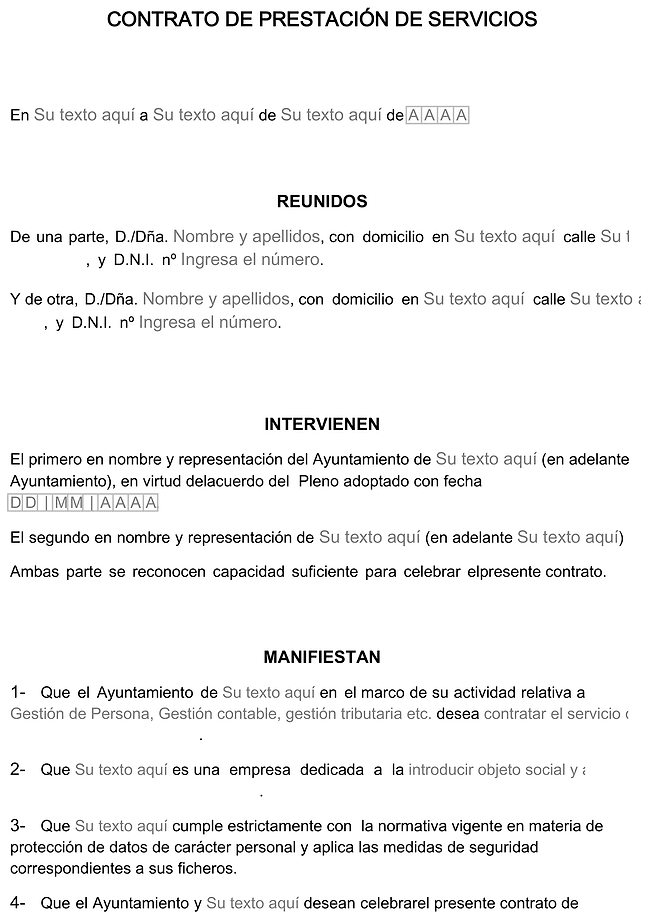 Formulario contrato de prestación de servicios