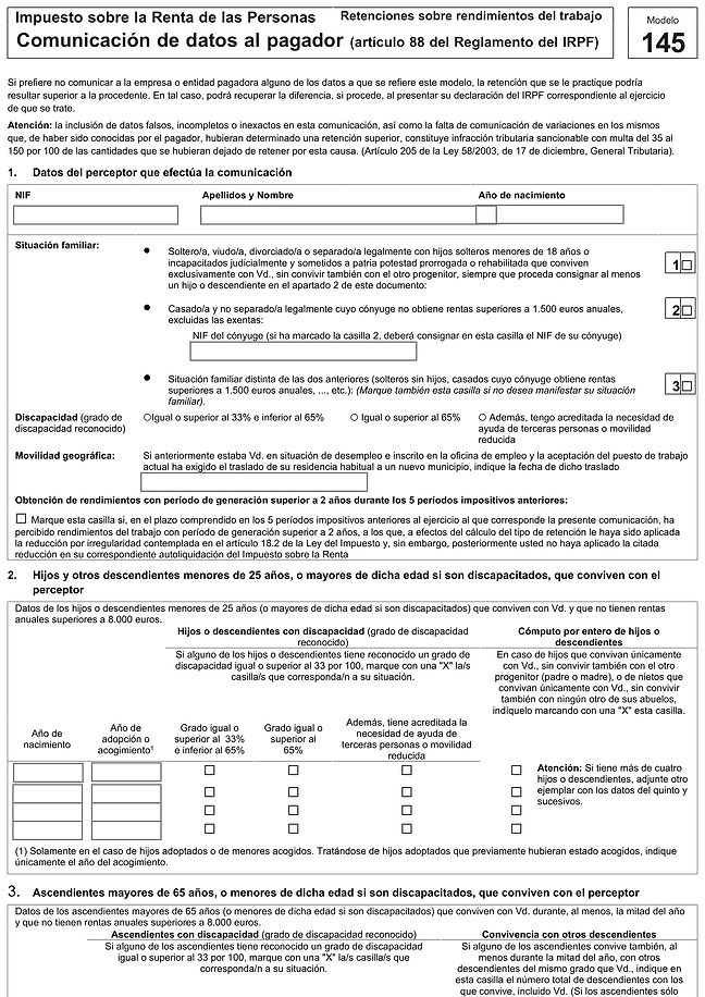 Formulario Modelo 145