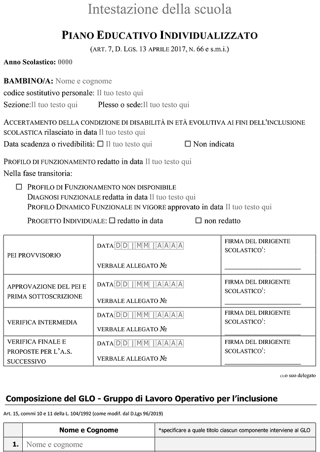 Modello PEI