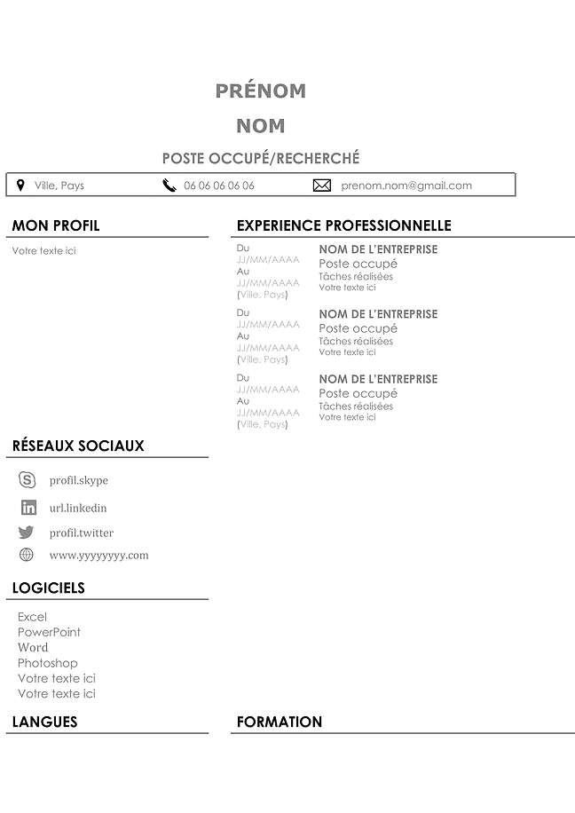 Formulaire CV