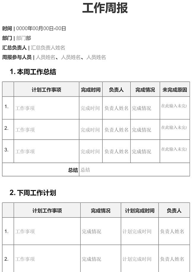 工作周报
