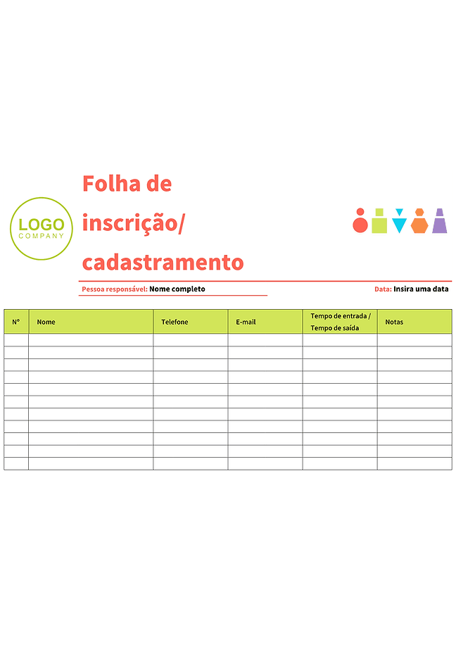 Lista de inscrições (colorida)