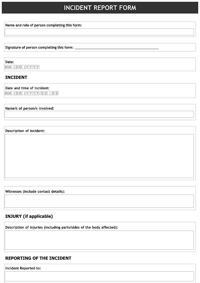 Incident report form