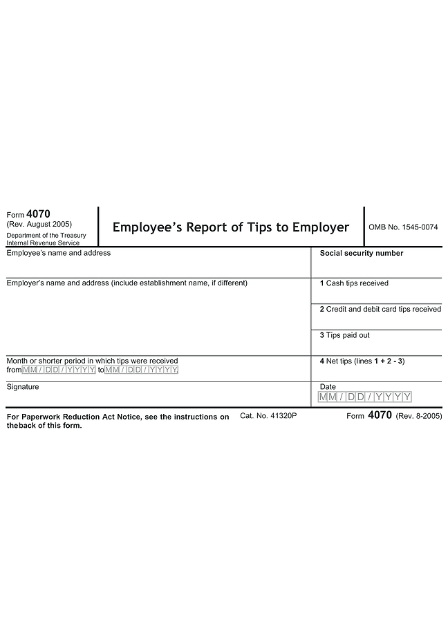 Form 4070 (Employee's Report of Tips to Employer)