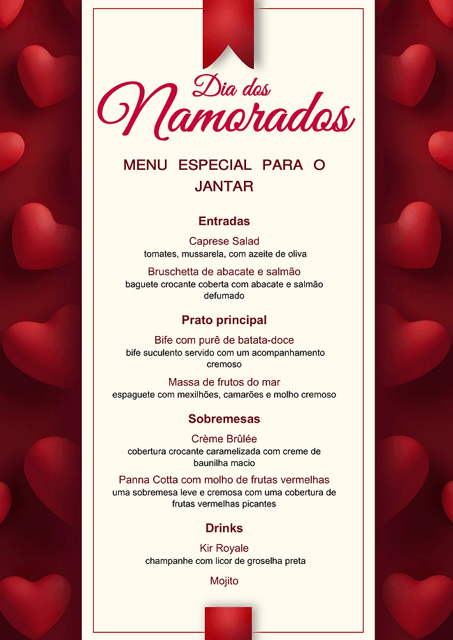Menu para o Dia dos Namorados (vermelho)