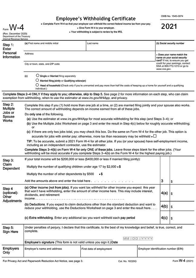Form W-4 (Employee's Withholding Certificate)