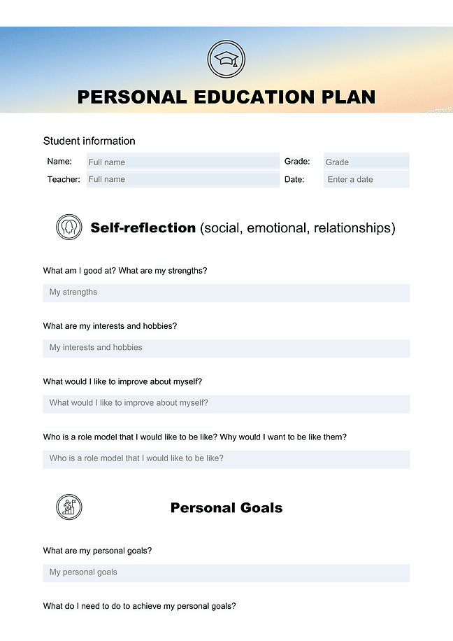 Personal education plan