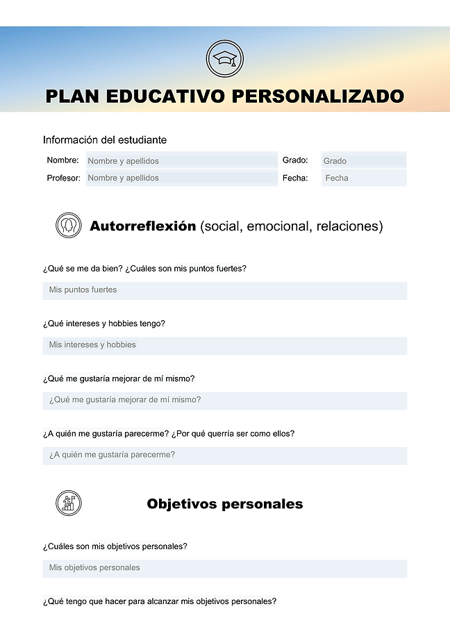 Plan educativo personalizado