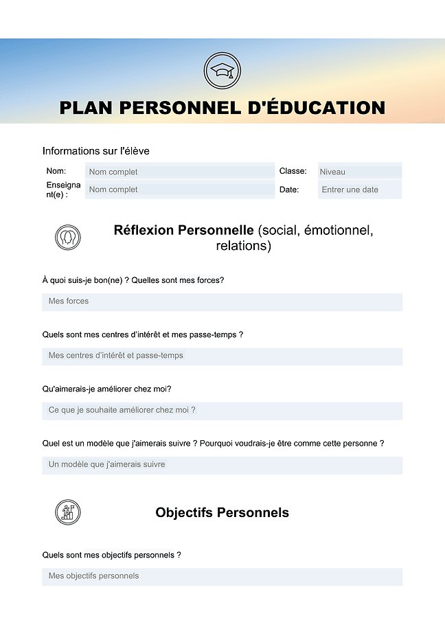 Plan d'éducation personnalisé