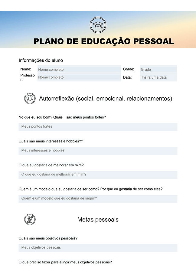 Plano de educação pessoal