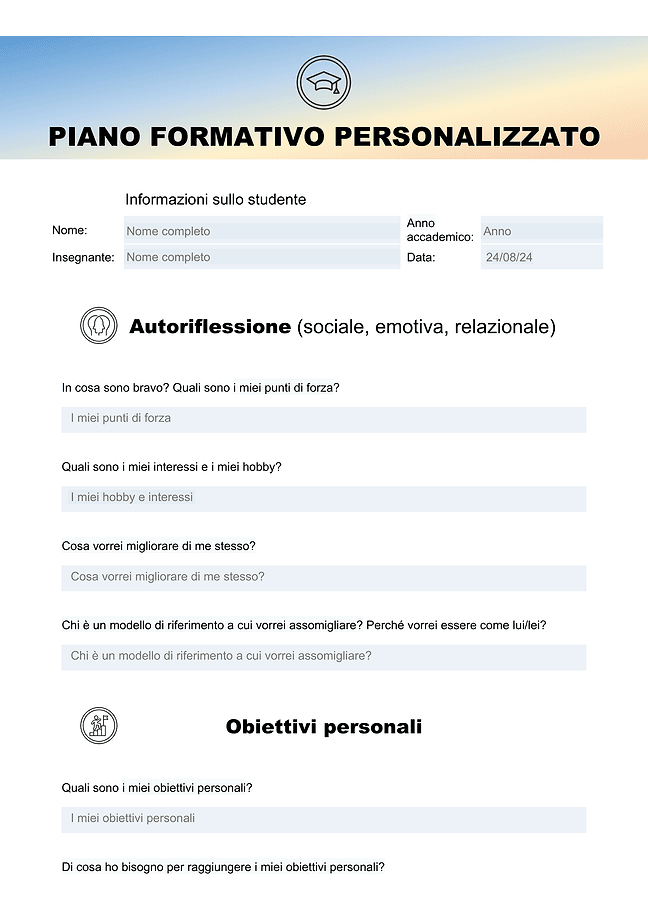 Piano formativo personalizzato