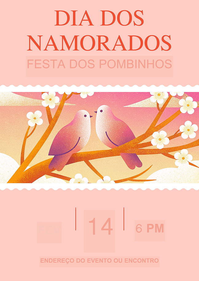 Convite para festa do Dia dos Namorados (pombinhos)