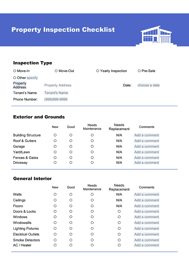Property inspection checklist