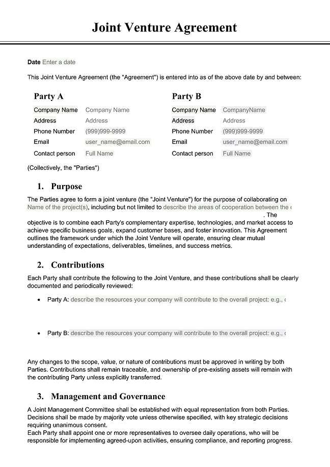 Joint venture agreement