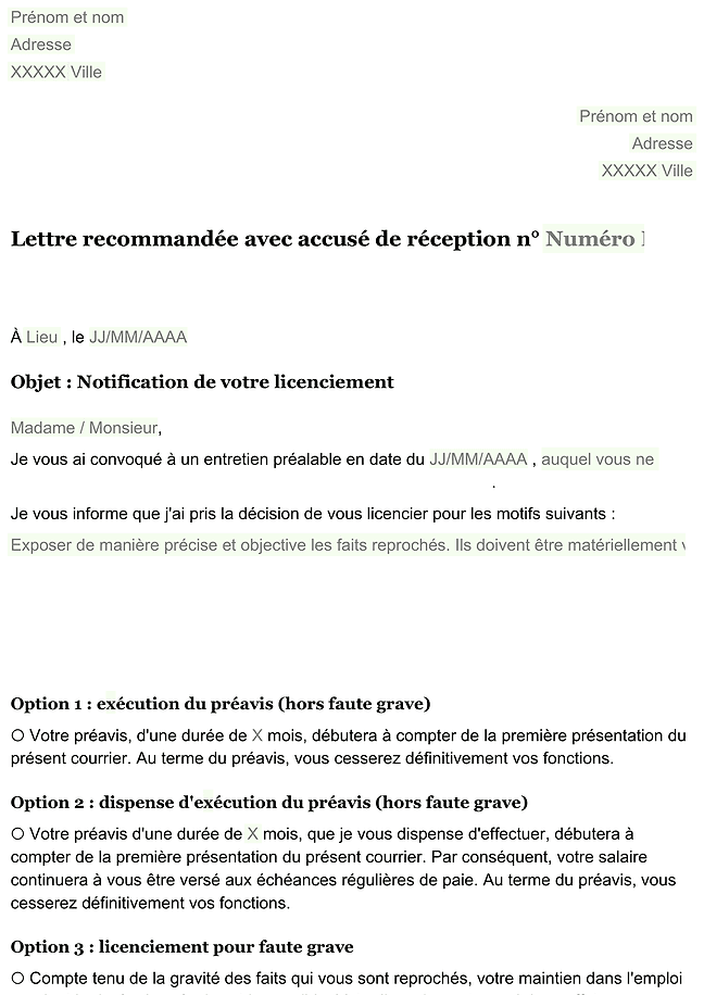 Lettre de licenciement pour faute simple ou grave