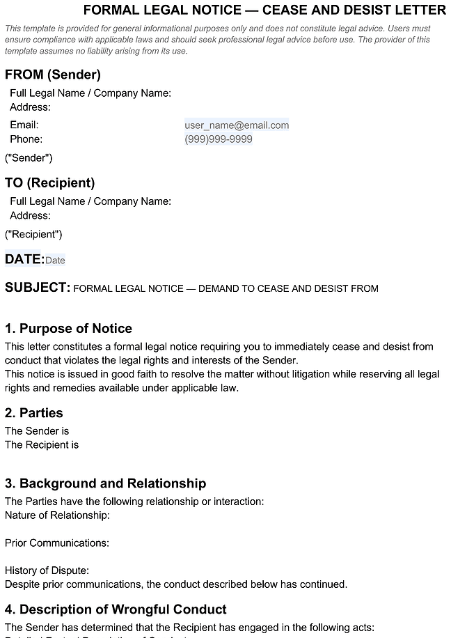 Cease and desist letter
