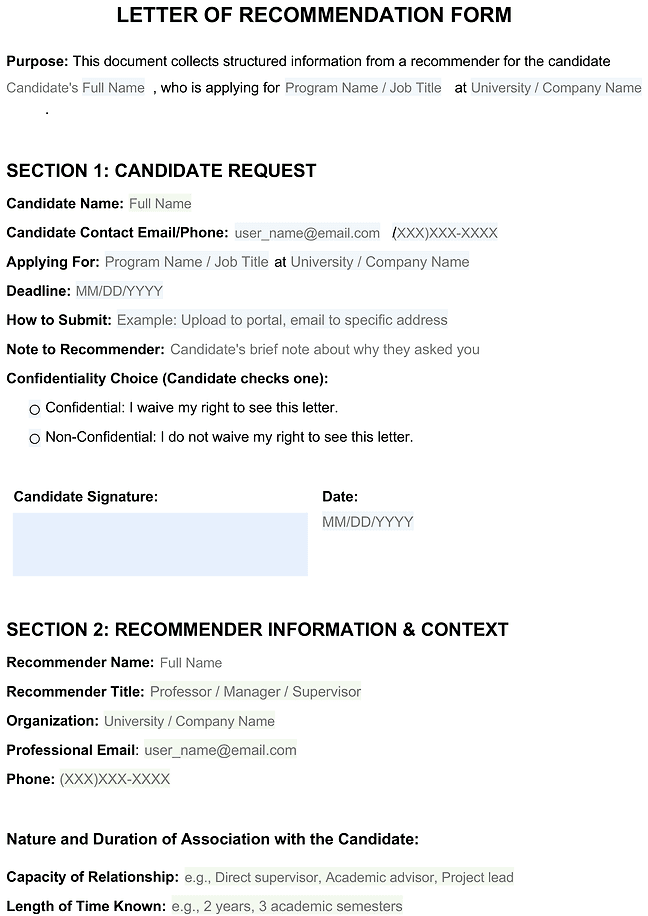Letter of recommendation