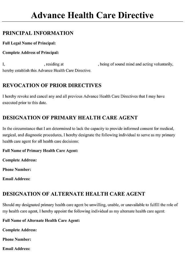 Advance health care directive