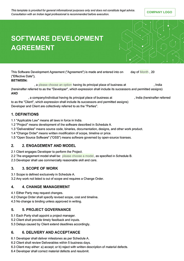 Software development agreement