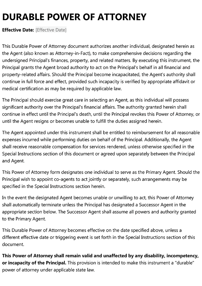 Durable power of attorney