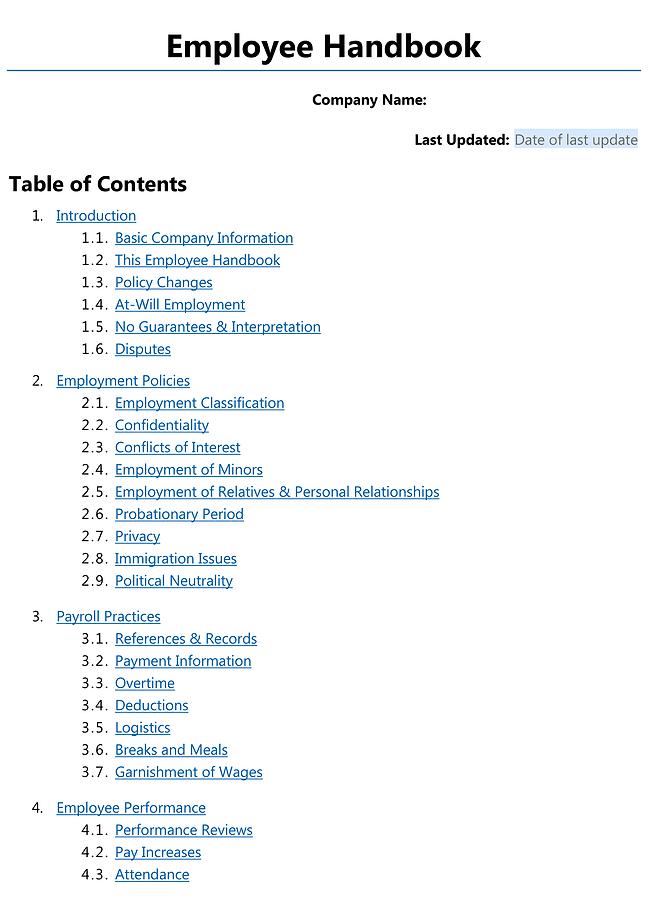 Employee handbook (comprehensive)