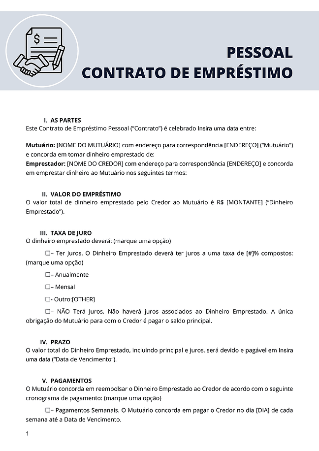 Contrato de empréstimo (cinza)