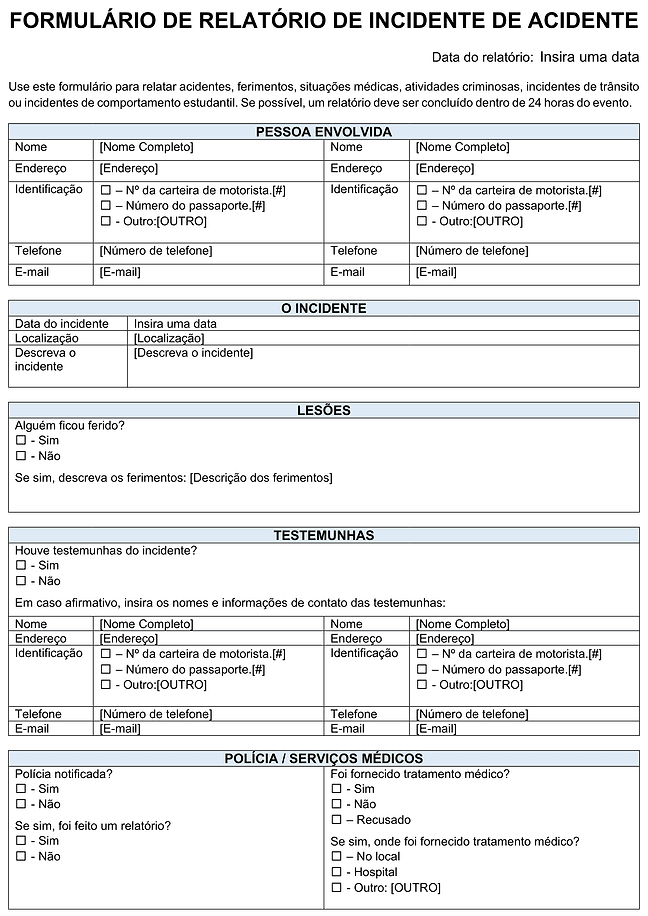 Relatório de incidente