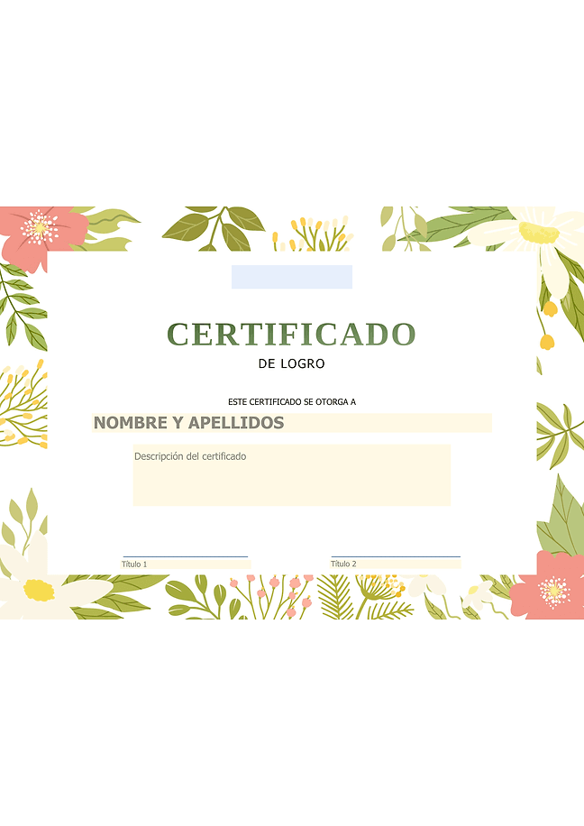 Formulario certificado de logro (floral)