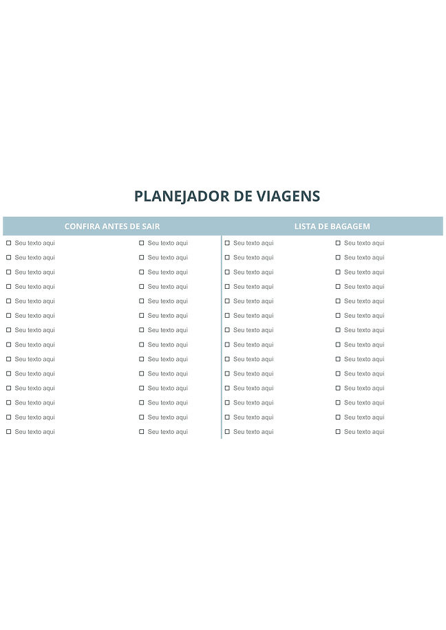 Formulário de planejador de viagem (tabular)