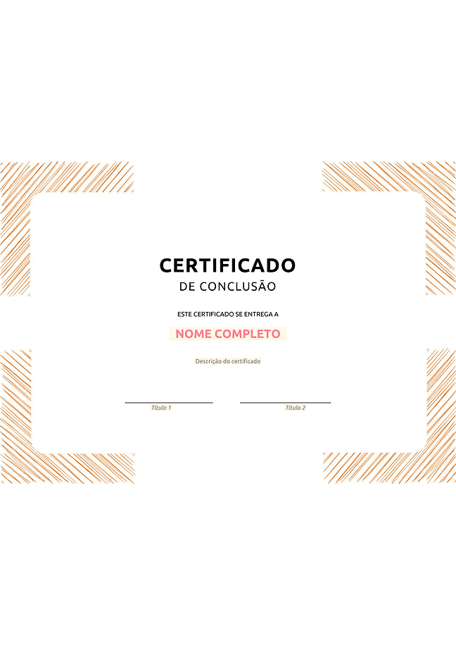 Formulário de certificado de realização (laranja)