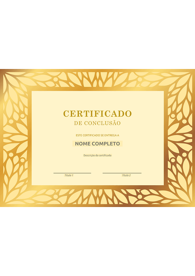 Formulário de certificado de realização (ouro)