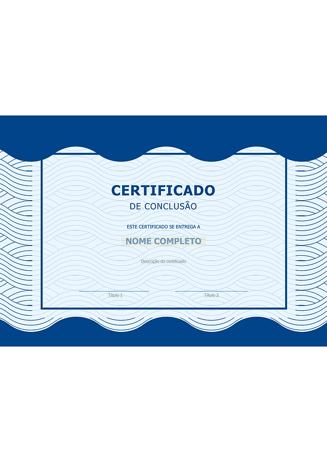 Formulário de certificado de realização (azul)