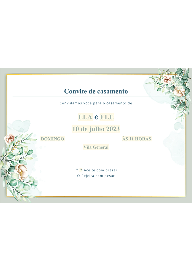 Formulário de convite de casamento