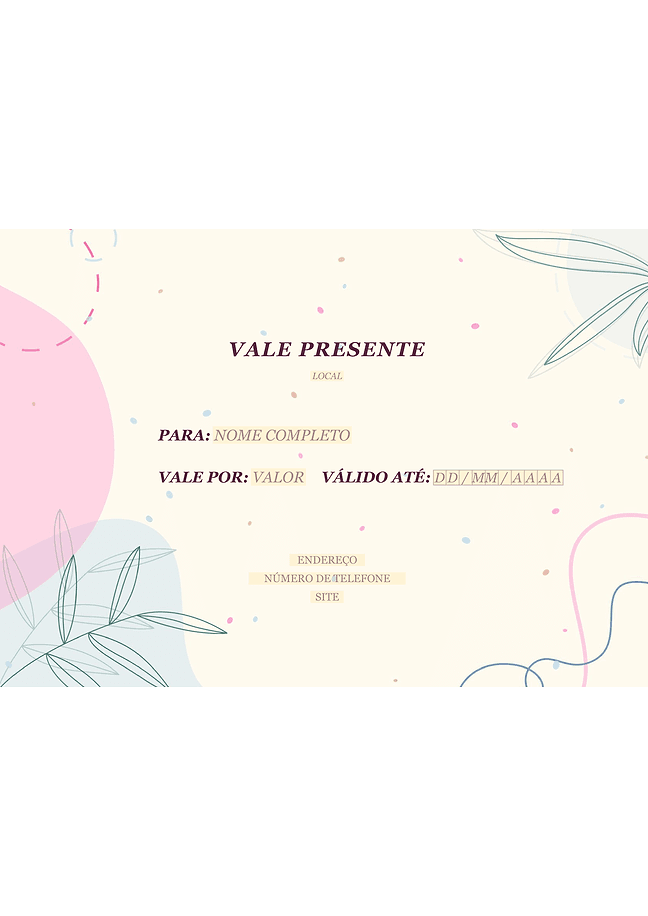 Formulário de vale-presente (pastel)