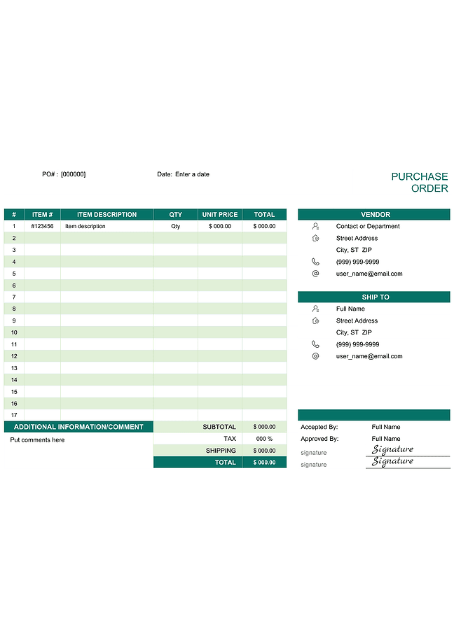 Purchase order (teal)