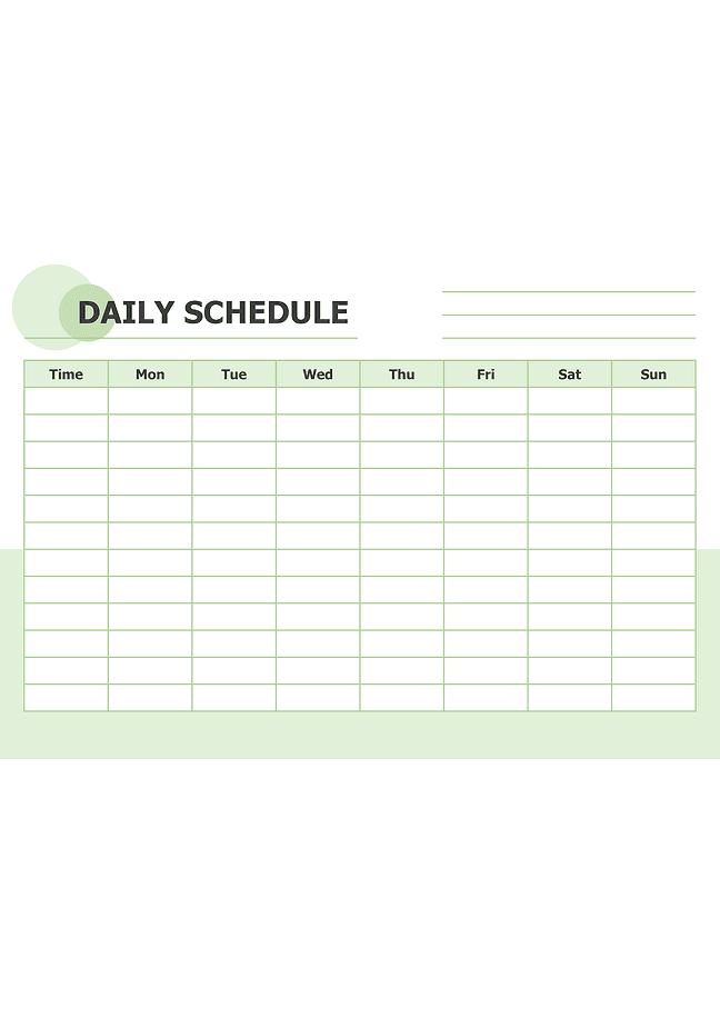 Daily schedule (yellow)