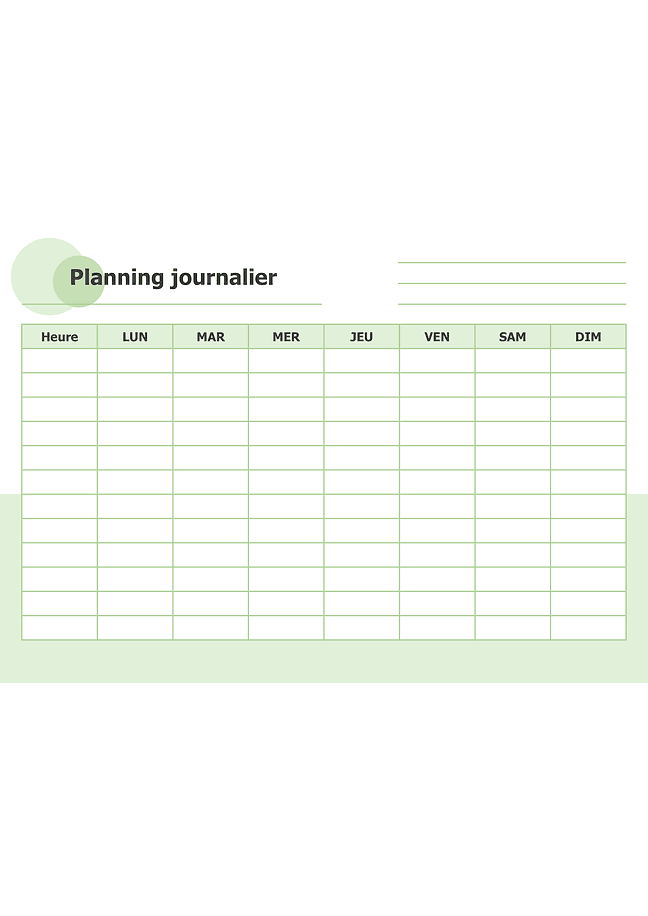 Planification journalier (vert)