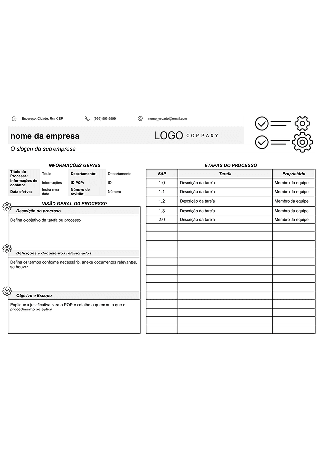 Procedimento operacional padrão (POP) (ícones)