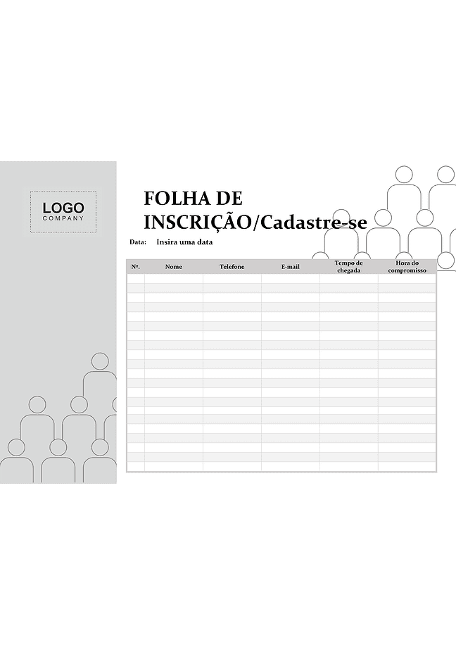 Lista de inscrições (cinza)