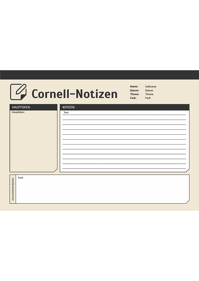 Cornell-Notizen (beige)
