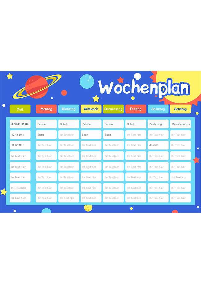 Wochenplaner (weltraum)