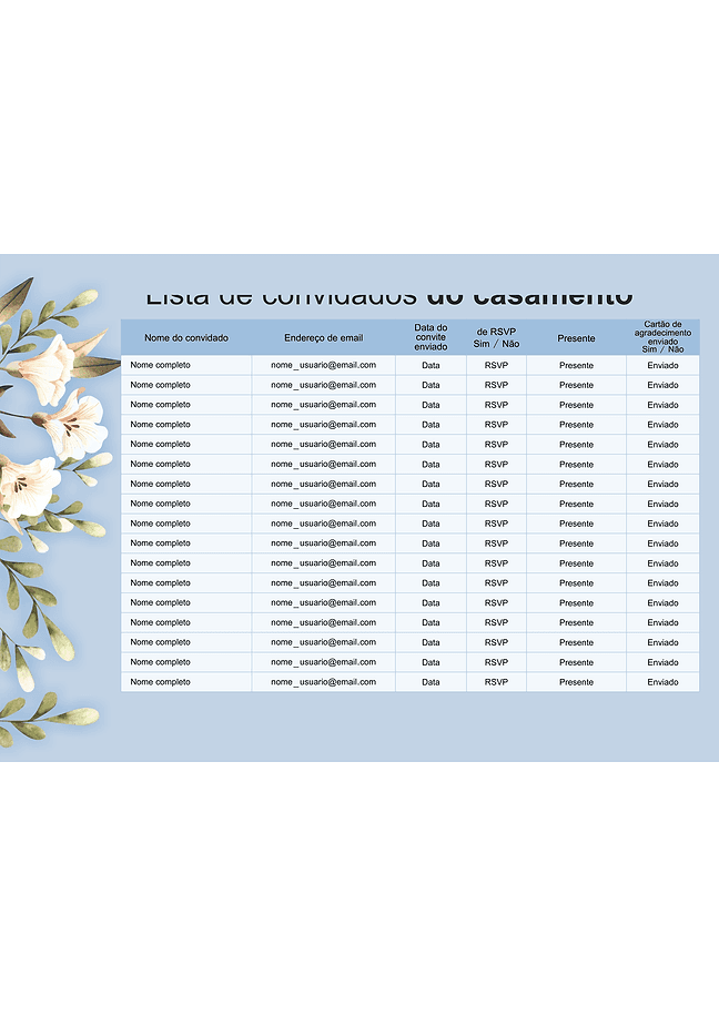 Lista de convidados do casamento (claro)