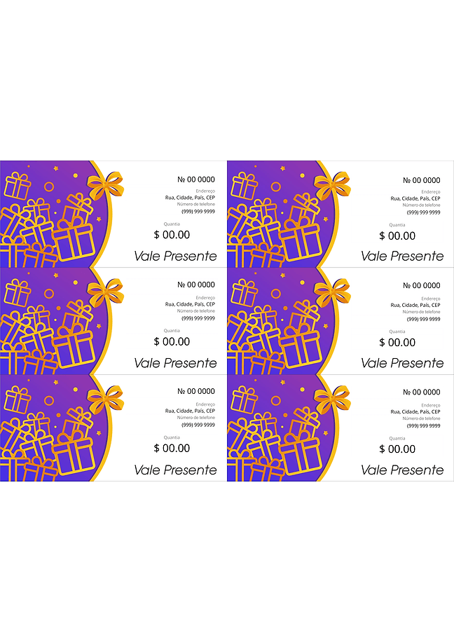 Certificado de presente (roxo)