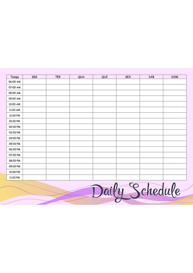 Formulário de agenda diária (rosa)
