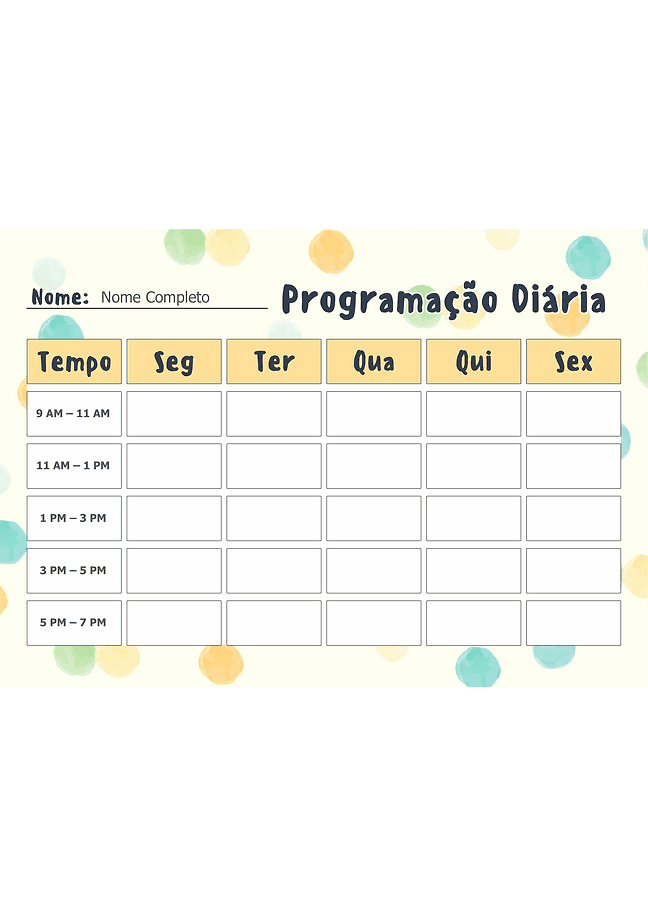 Formulário de agenda diária (pastel)